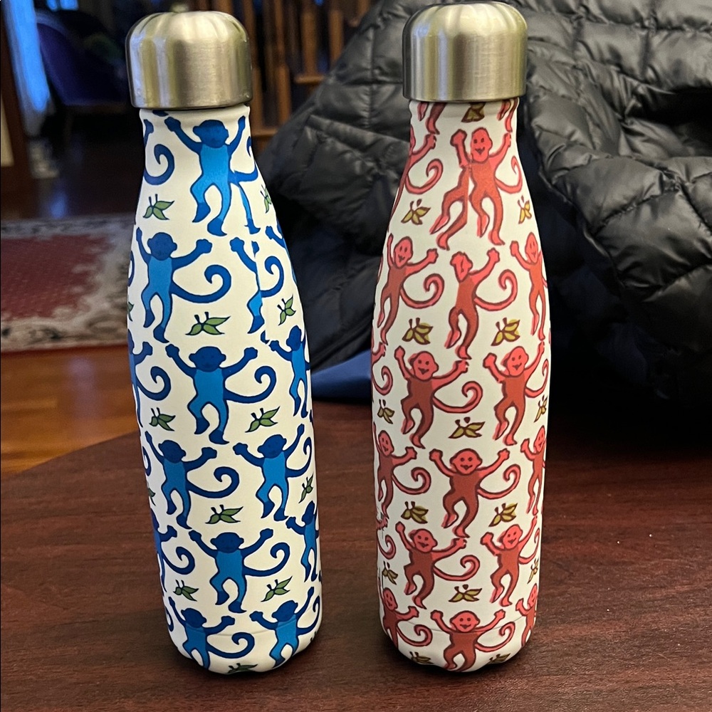 Roller Rabbit Blue and Red Monkey Thermoses